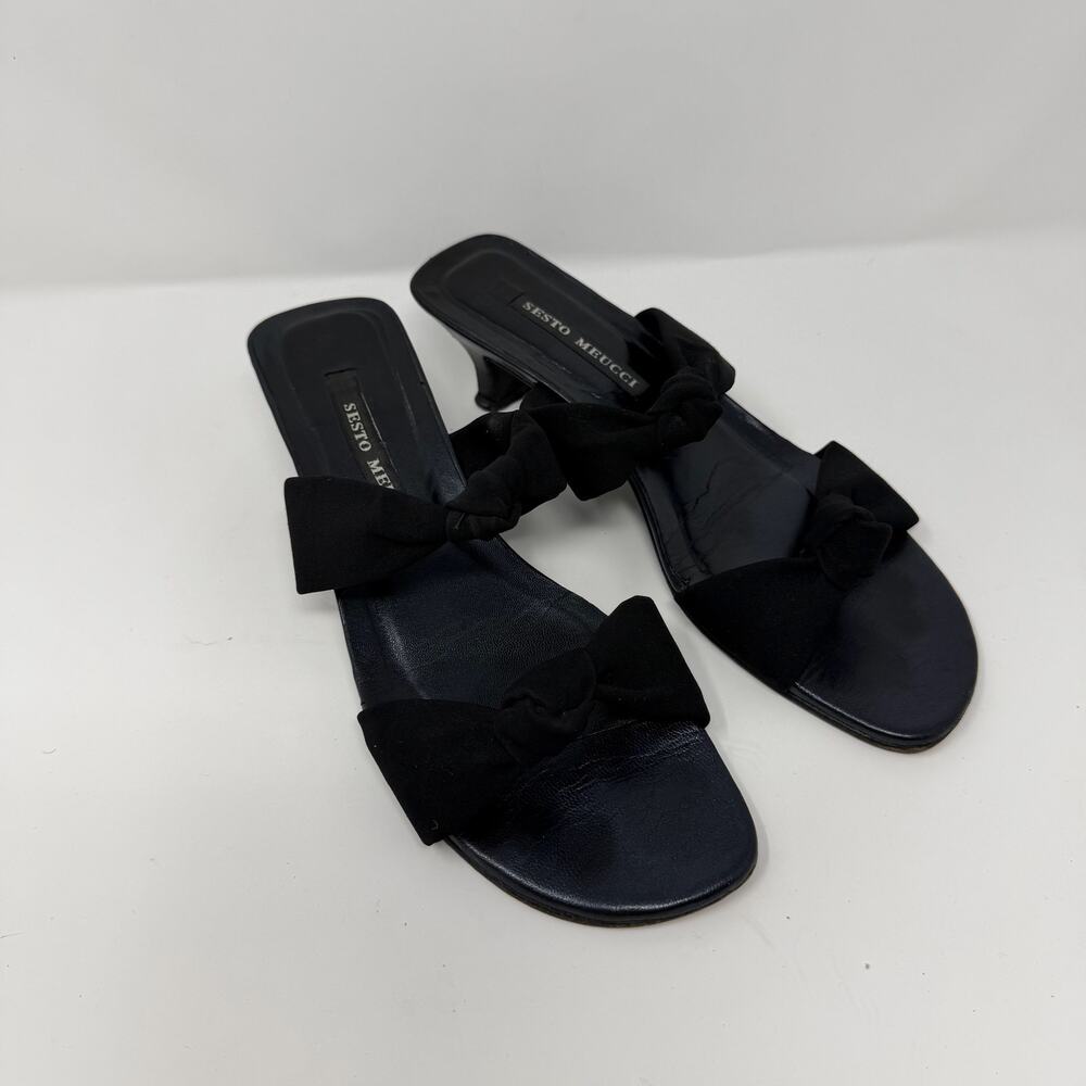 Sesto Meucci Black Bow Heels Sandals Size 7
